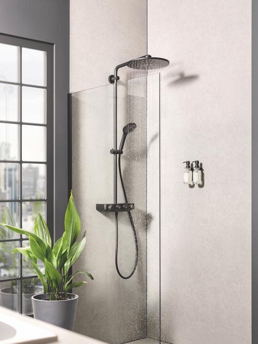 Rond douchesysteem in GROHE Phantom Black 