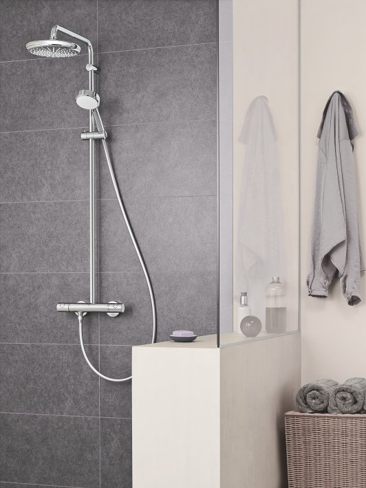 New Tempesta Cosmopolitan Shower system with thermostat for wall mounting