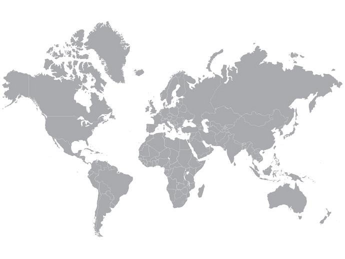 Mapa-mundo cinzento sobre fundo branco