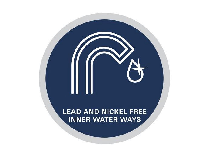 icona blu per la tecnologia dei canali interni GROHE che assicurano acqua senza piombo e nickel