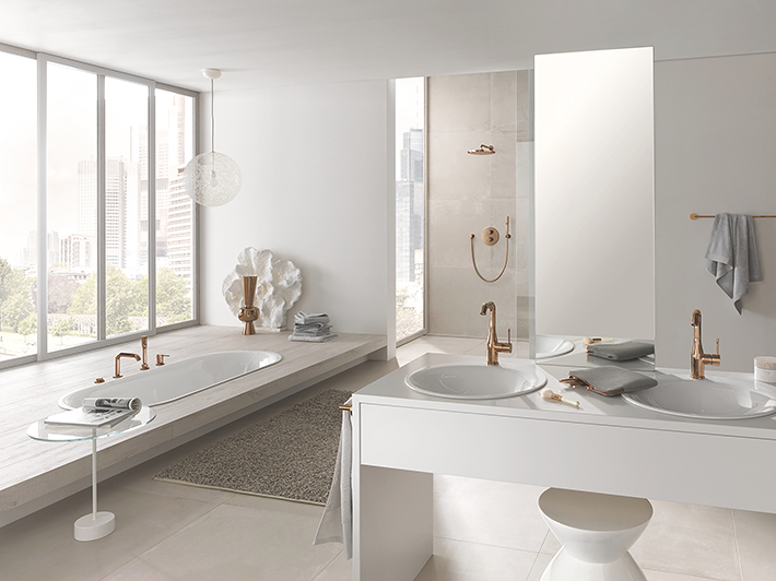 Een complete badkamer in kleur dankzij een GROHE badkamerkraan