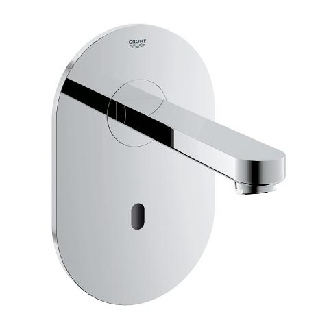 Infra-red electronic wall basin tap without mixing device