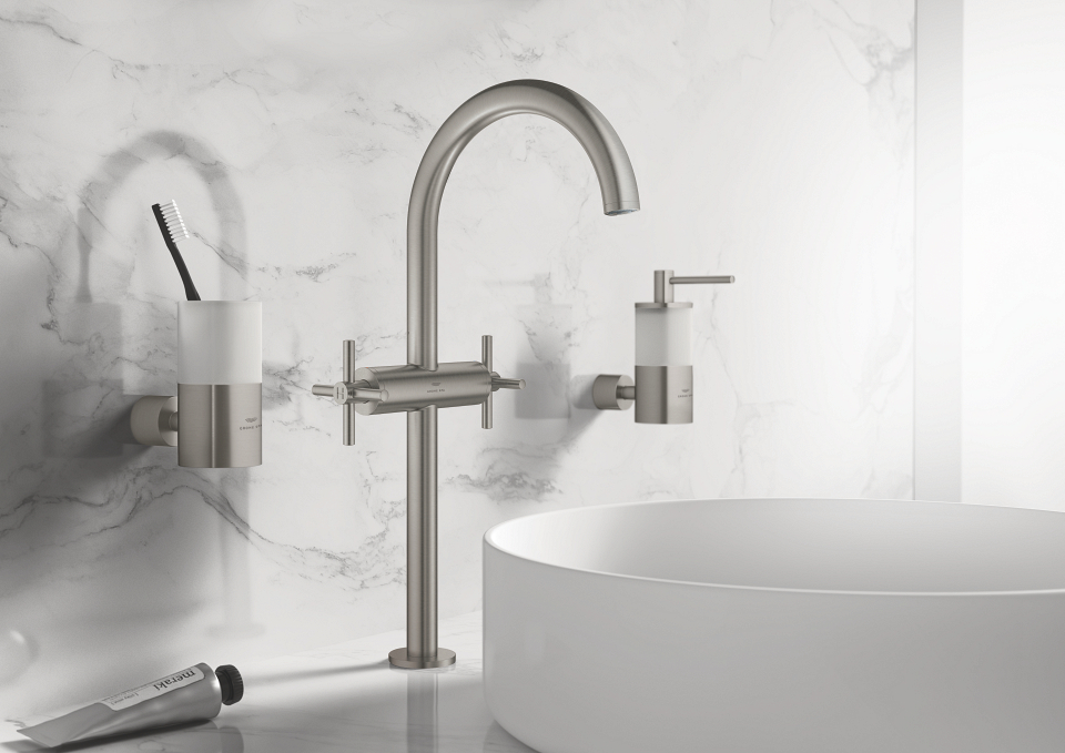 GROHE Atrio robinet de lavabo XL en acier inoxydable avec accessoires Atrio