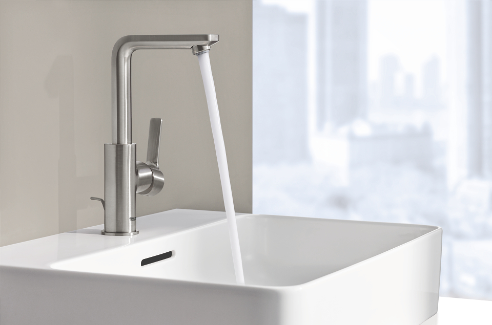 GROHE Lineare robinet de lavabo XL en acier inoxydable avec eau courante