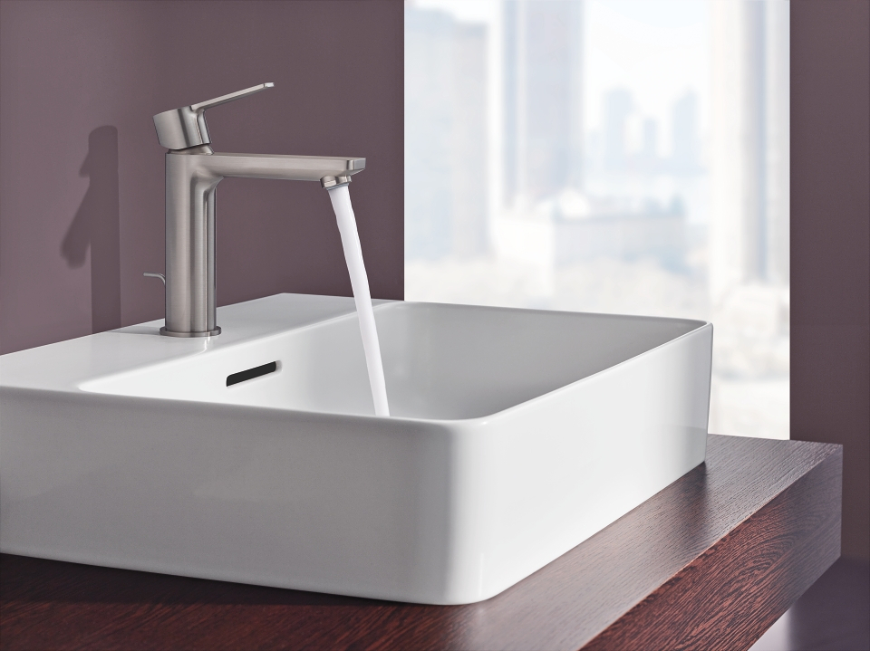 GROHE Lineare robinet de lavabo S en acier inoxydable avec eau courante