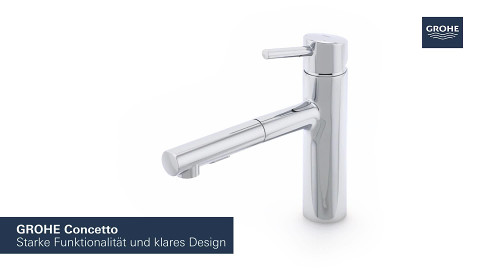 Grohe Concetto Einhand-Waschtischbatterie – Mit Kette, Reduzierter Wasserverbrauch, Silber – Für Waschbecken & Bad