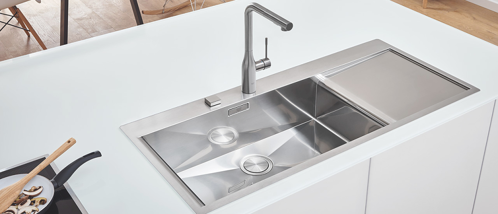 grohe minta stainless steel kitchen sink and tap bundle