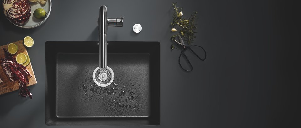 GROHE K700U évier de cuisine en noir granite