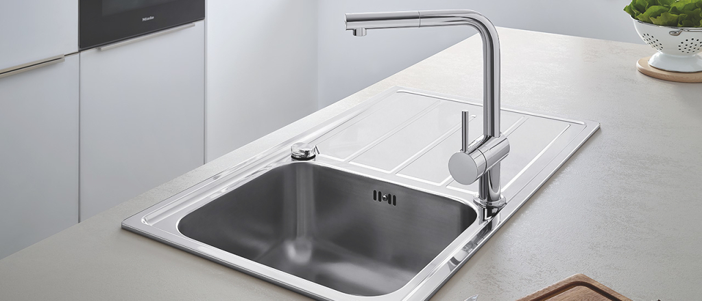 Spoelbak keuken, 304 roestvrij staal, wastafel, keuken, 75 x 35 cm, complete set inbouwspoelbak, 4 wateruitlaatmodi met kopjes-wasmachine kopjeswasmachine