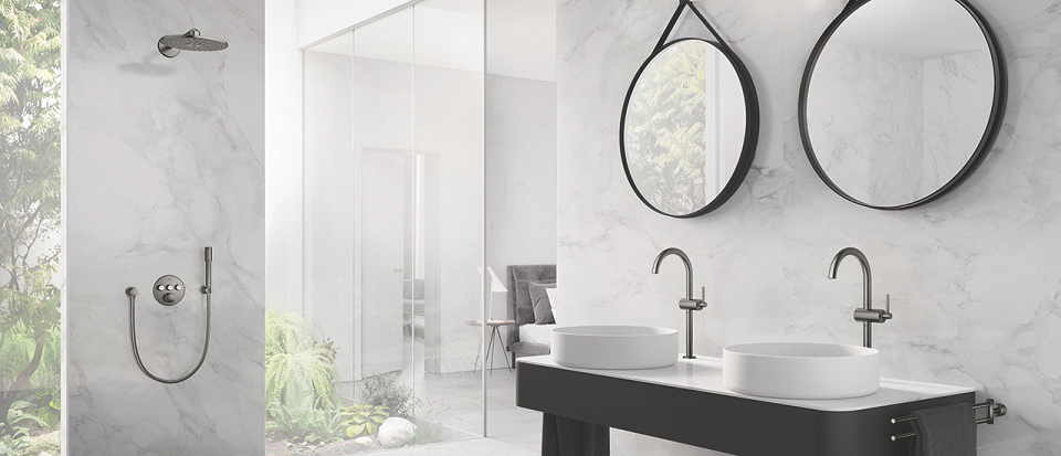 GROHE Hard Graphite marmer badkamer