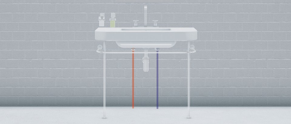 Wash basin with 3-hole basin mixer