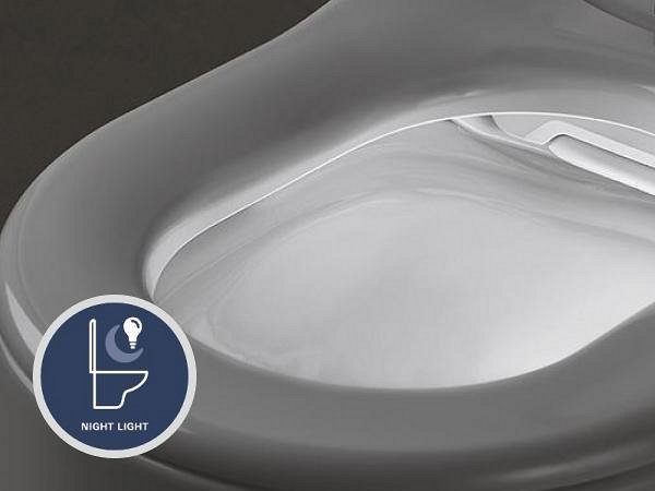 A GROHE Sensia shower toilet in the dark to emphasise the soft nightlight