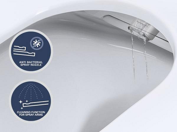 A close-up showing the shower toilet's spray nozzles