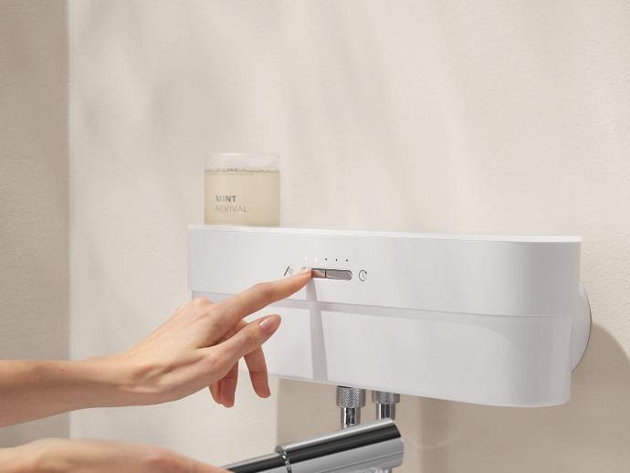 Dispositivo GROHE Purefoam con ajustes personalizables de duración de la espuma, para una experiencia de ducha personalizada.