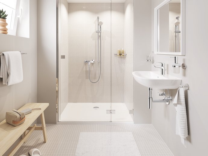 moderne, stijlvolle badkamer met luxe handdoekhaak