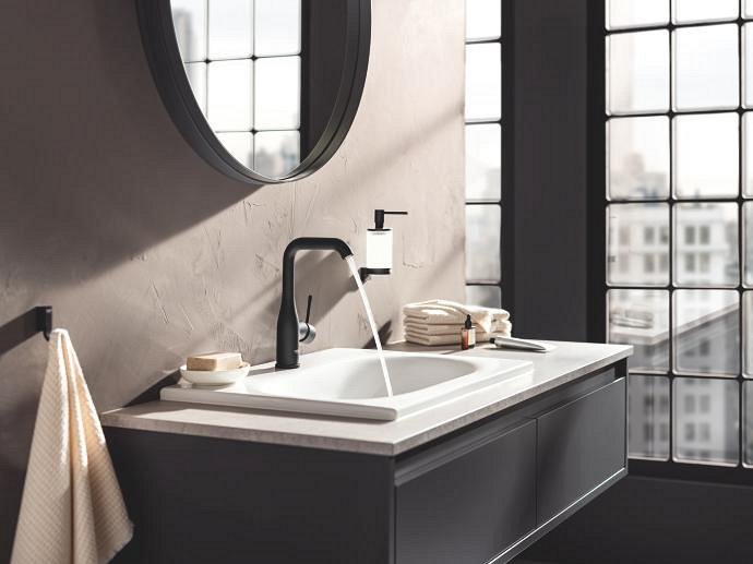 Grohe phantom black bathroom basin tap and accessories