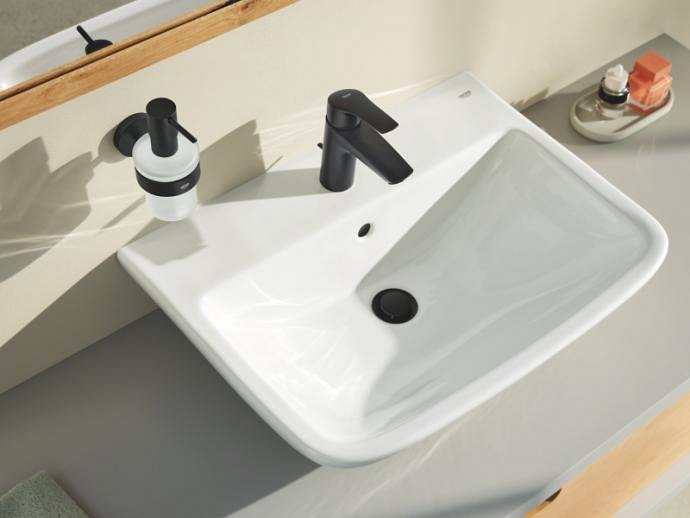 Grohe Matte Black basin tap and soap dispenser