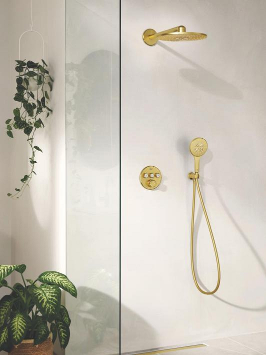 Strefa prysznica z portynkowym systemem GROHE SmartControl w kolorze Cool Sunrise
