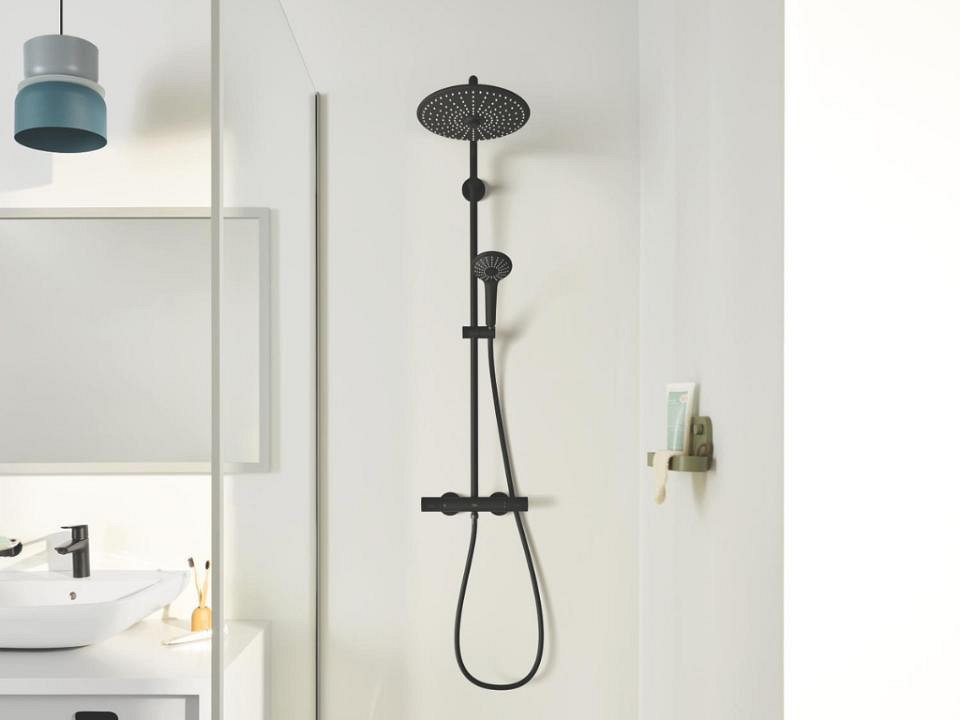 Matte Black opbouw douche met regendouche 