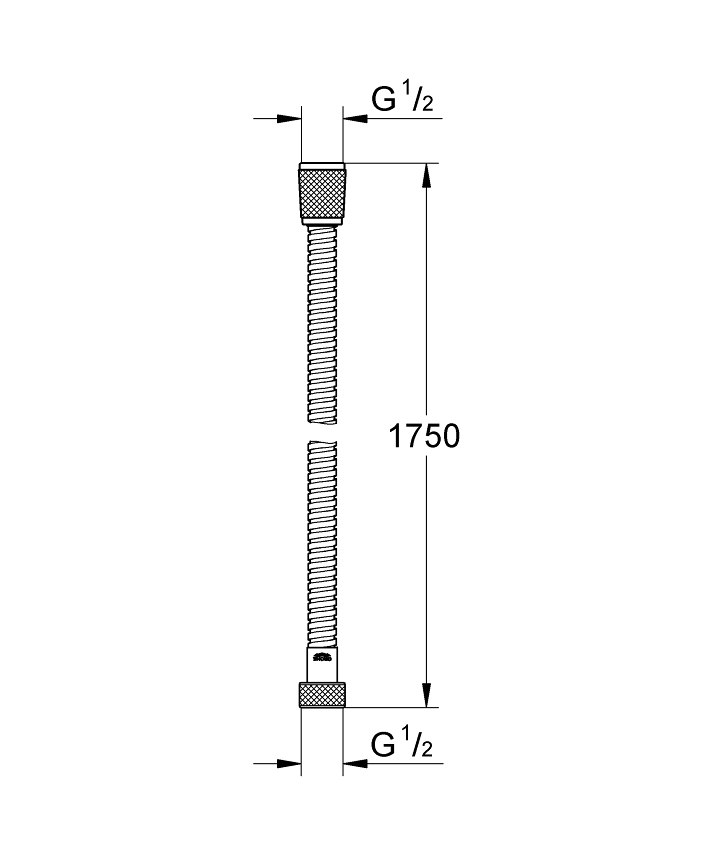 Relexaflex Metal Metal Duş Hortumu ölçü ve teknik çizim