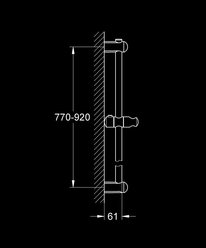Euphoria Duş sürgüsü, 900 mm ölçü ve teknik çizim