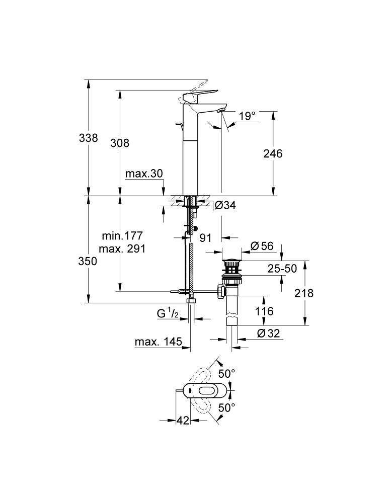 ЧертежGrohe Europlus (33156002)