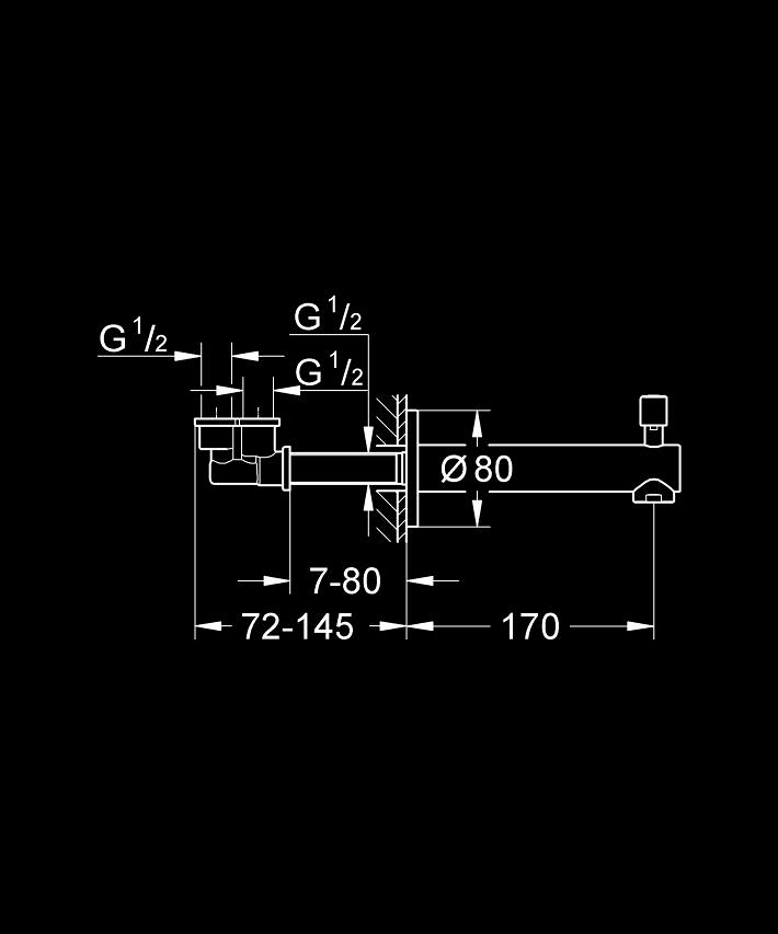 Concetto Yön değiştiricili çıkış ucu ölçü ve teknik çizim