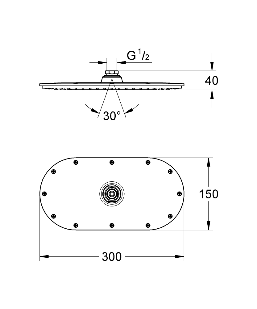 ЧертежGrohe Rainshower Cosmopolitan 210 (26171000)