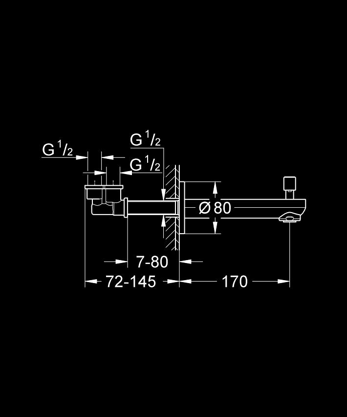 Eurocosmo Çıkış ucu ölçü ve teknik çizim