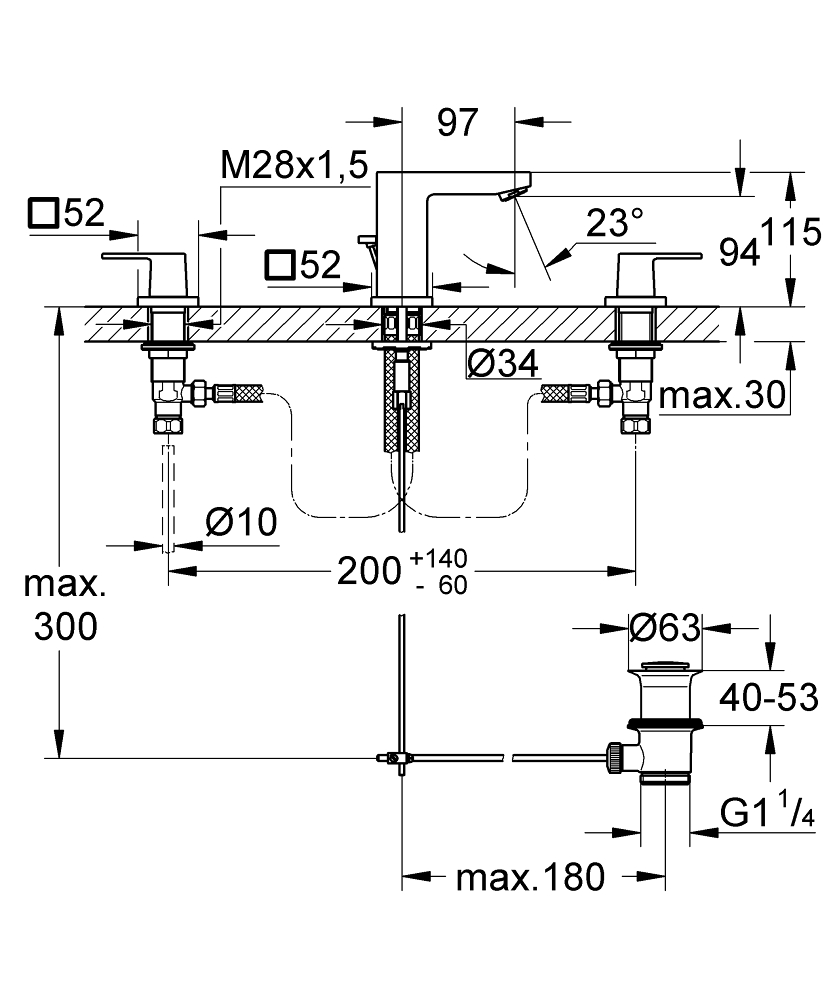 ЧертежGrohe Eurocube (20351000)