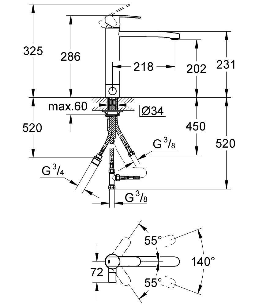 ЧертежGrohe Parkfield (30215000)