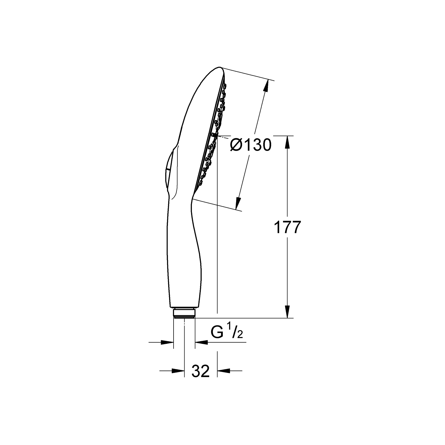 Vitalio Rain - Handshower 130mm 9,5l with 1 Spray Type - Chrome 2