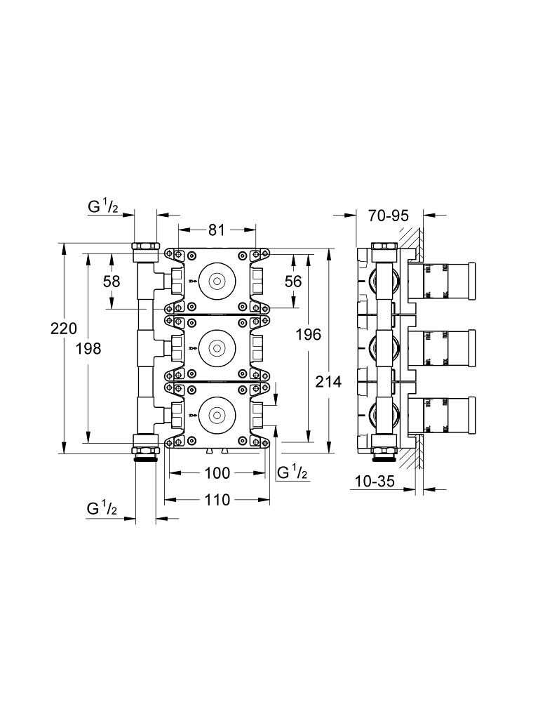 ЧертежGrohe Grohtherm F (35031000)