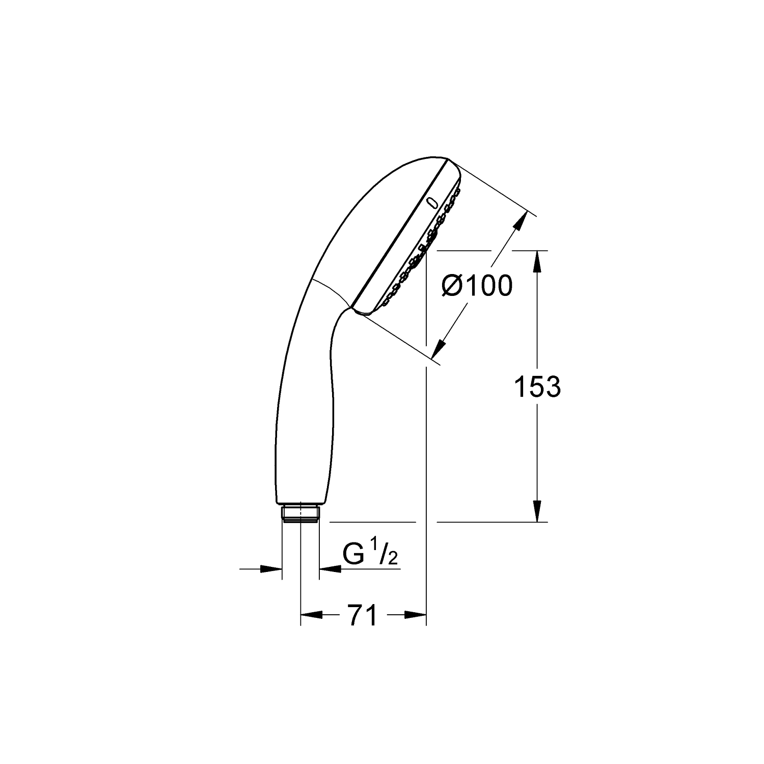 Vitalio Start - Handdusch 100 mm, 5,7 liter med 3 stråltyper - Krom 2