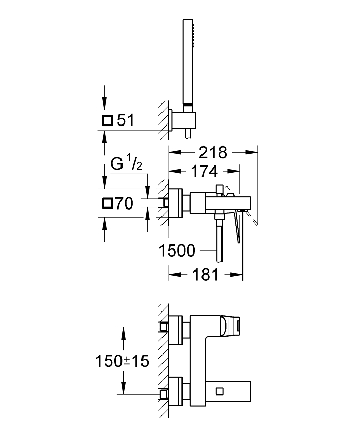 Eurocube Einhand-Wannenbatterie, 1/2