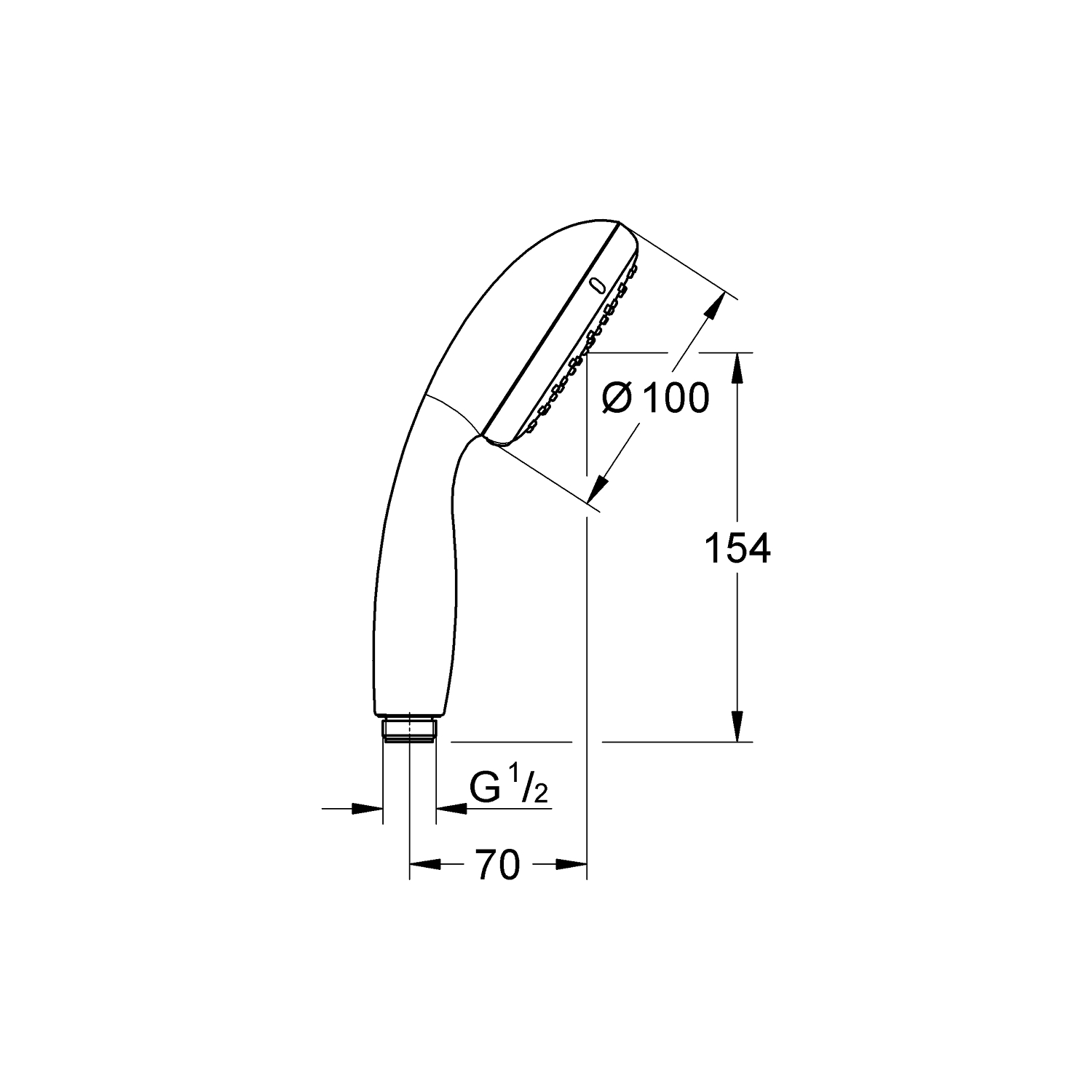 Vitalio Start – Handbrause 100mm, 5,7l, mit 2 Strahlarten – Chrom 2