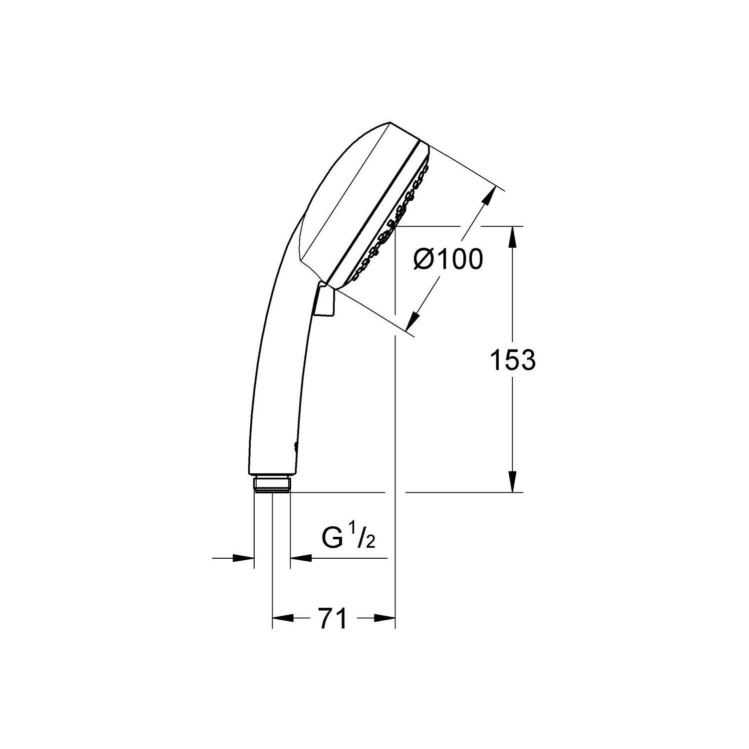 GROHE Pommeau de douche Vitalio, 1 jet, douchette avec gachette