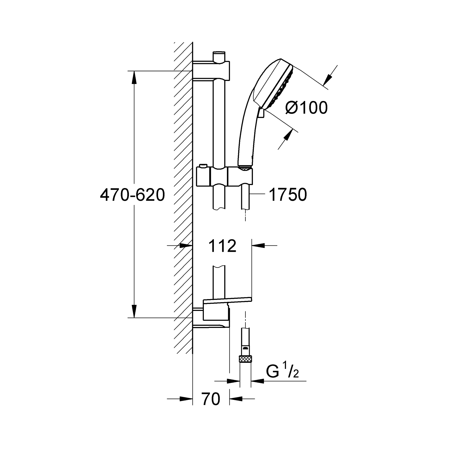 Vitalio Comfort 100 Shower rail set 4 sprays 2