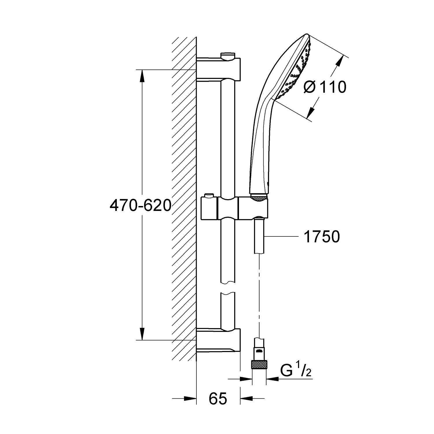 Vitalio Joy 110 Mono Shower rail set 1 spray 2