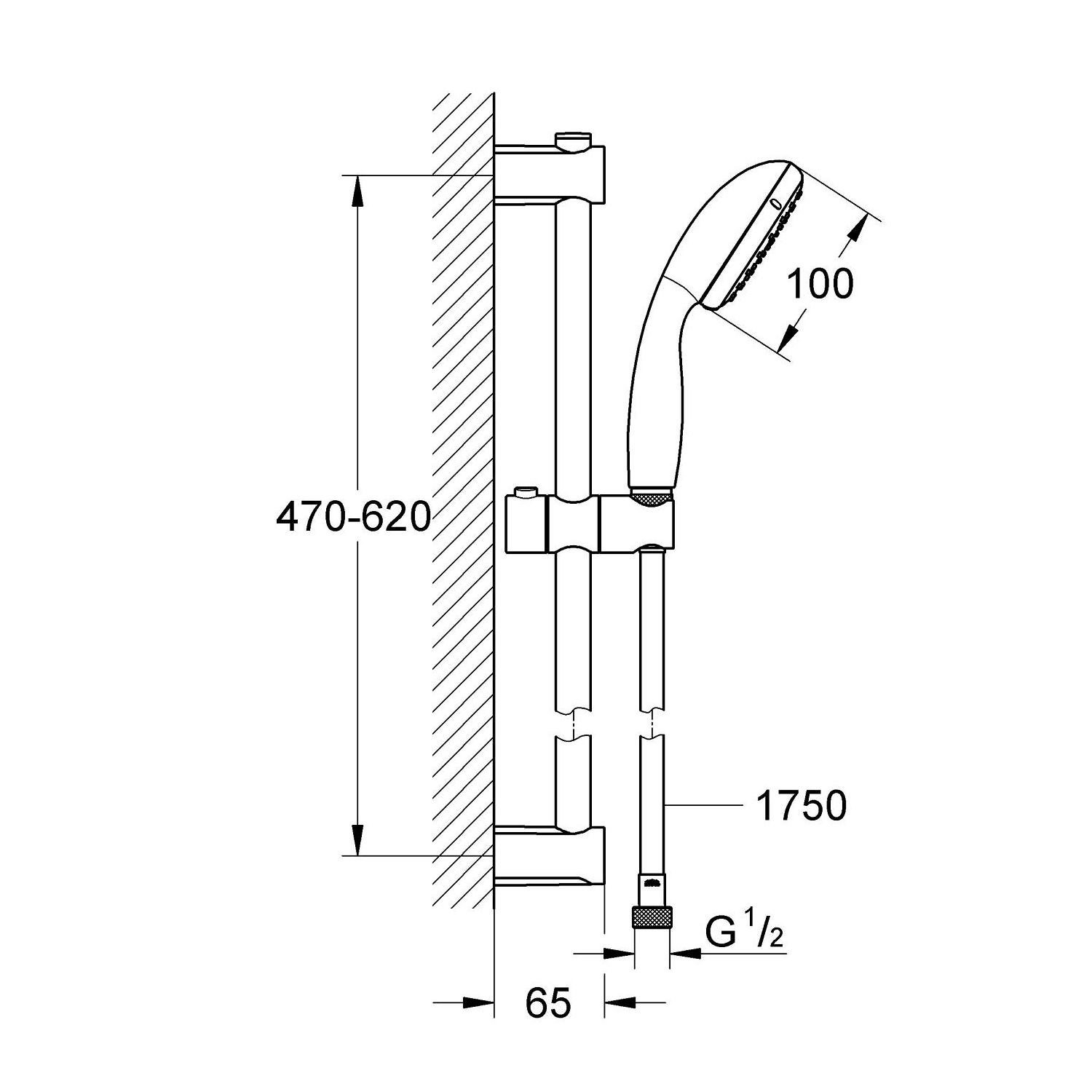 Vitalio Start 100 Shower rail set 2 sprays 2