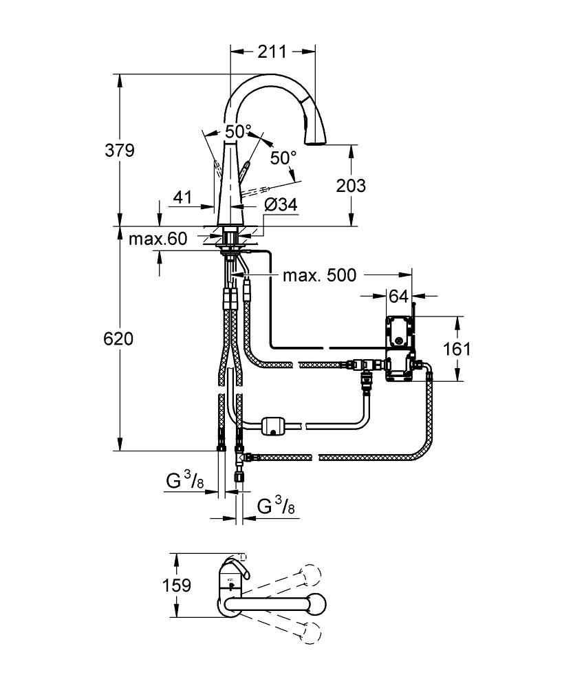 ЧертежGrohe Zedra Touch (30219000)
