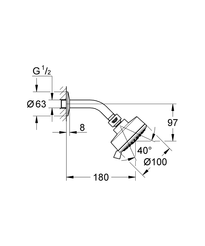 ЧертежGrohe New Tempesta Cosmopolitan 100 (26090000)