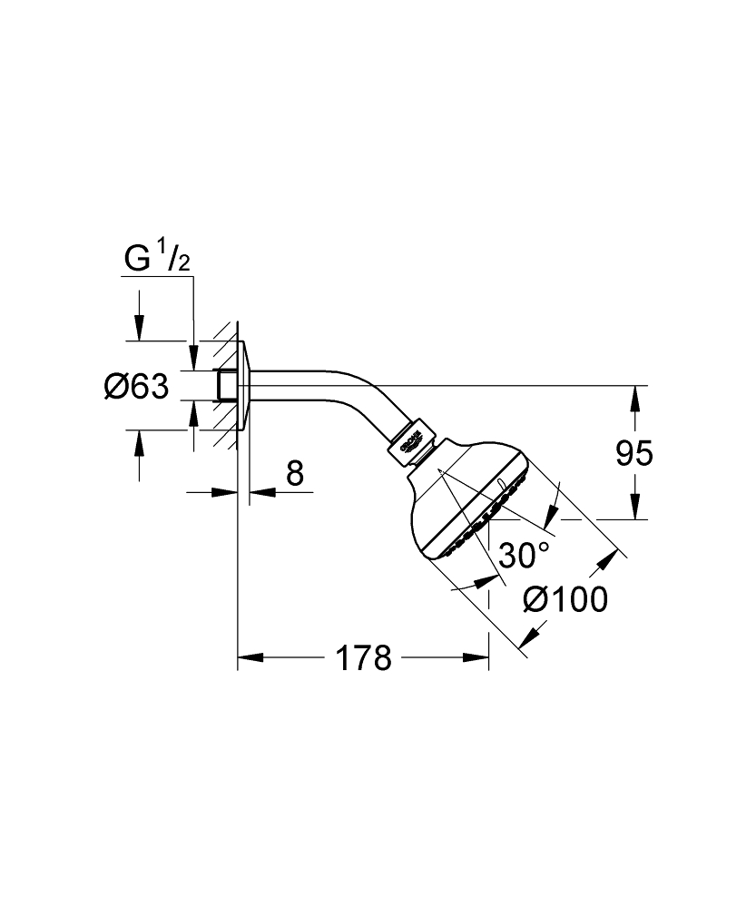 ЧертежGrohe New Tempesta Cosmopolitan 100 (26090000)