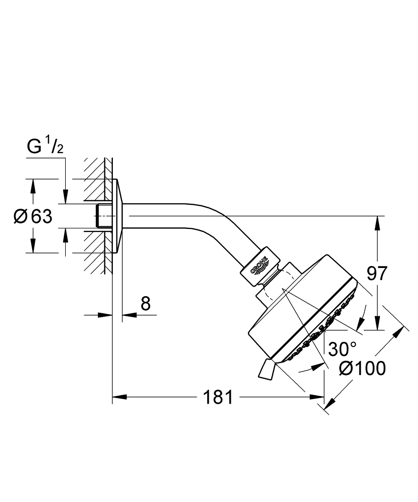 ЧертежGrohe New Tempesta Cosmopolitan 100 (26090000)