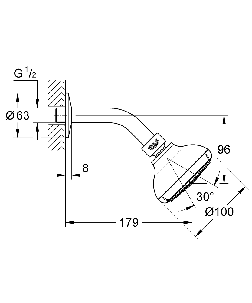 ЧертежGrohe New Tempesta Cosmopolitan 100 (26090000)