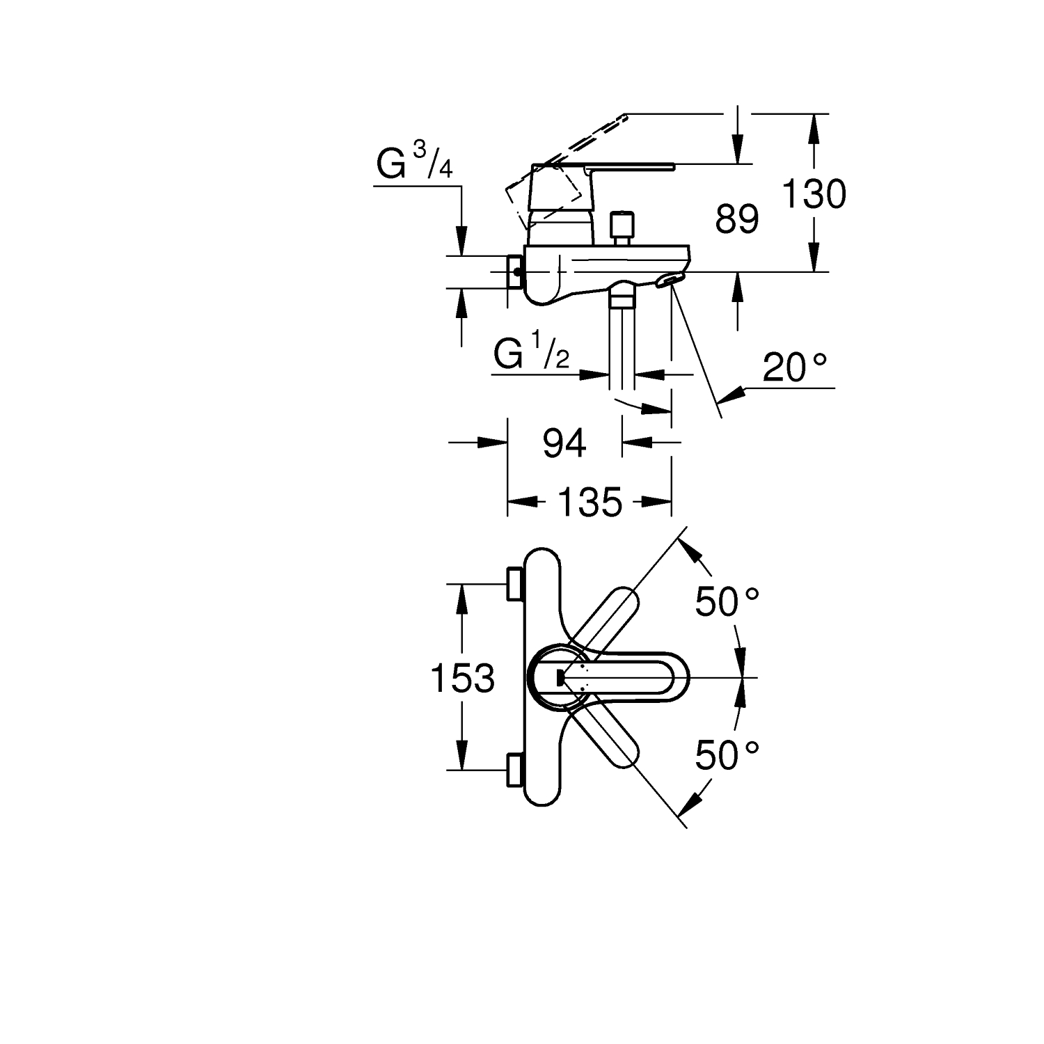 Get Single-lever bath/shower mixer 1/2" 2