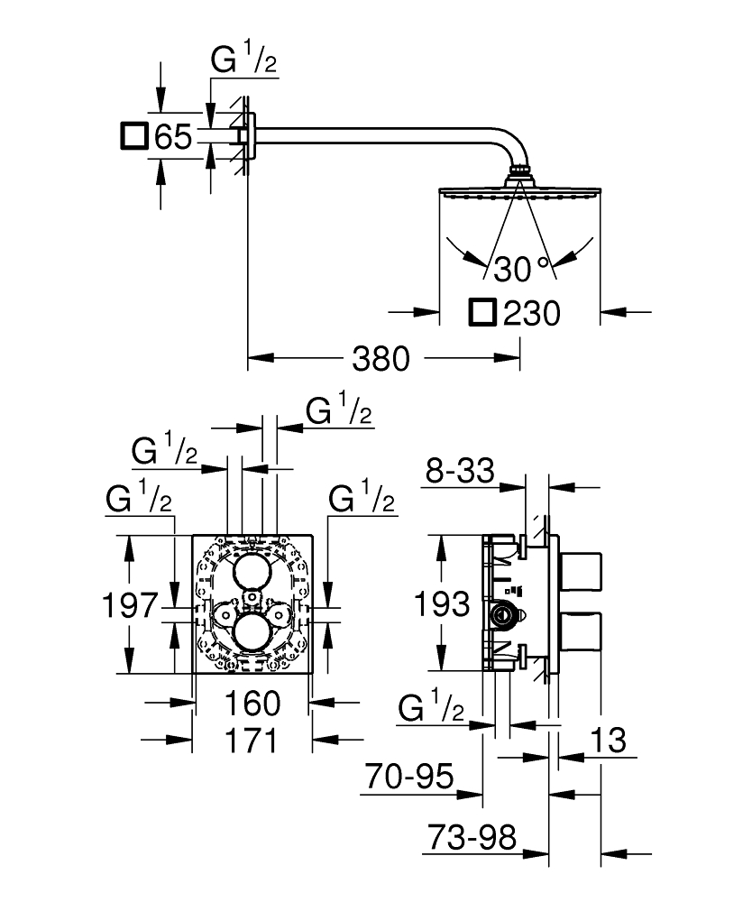 ЧертежGrohe Grohtherm 3000 Cosmopolitan (19467000)