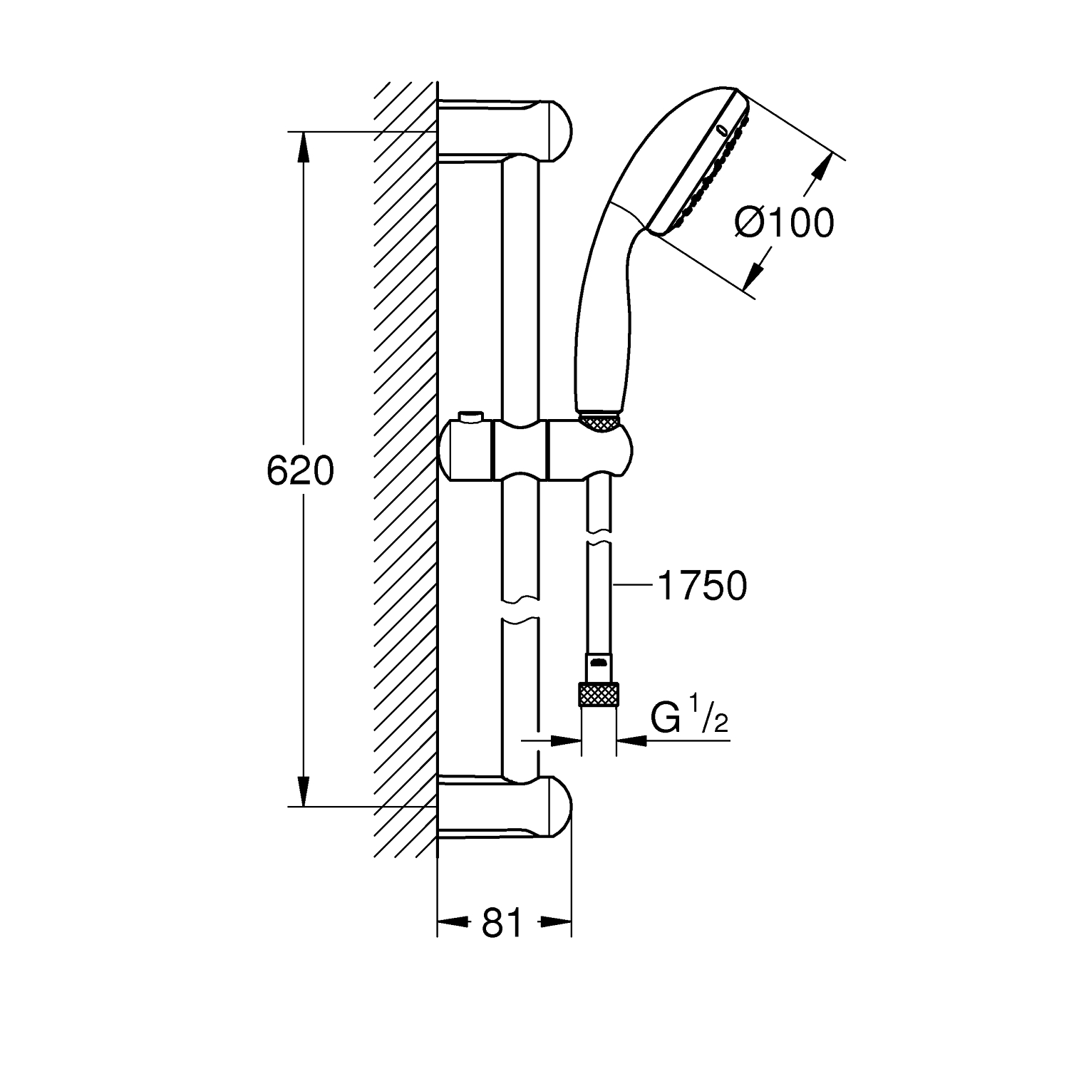 Vitalio Go 100 Shower rail set 1 spray 2