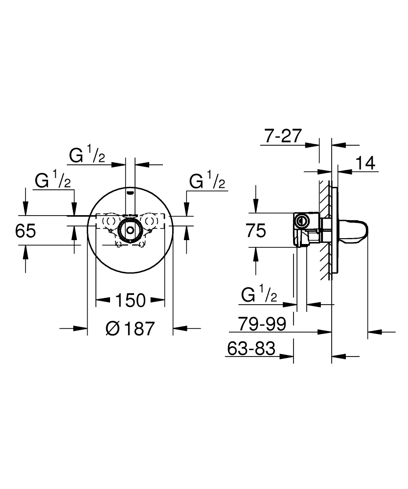 ЧертежGrohe Grohtherm 2000 NEW (19352001)