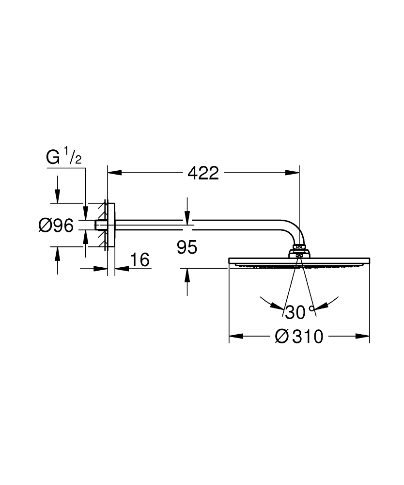 ЧертежGrohe Rainshower Cosmopolitan 310 (26057000)